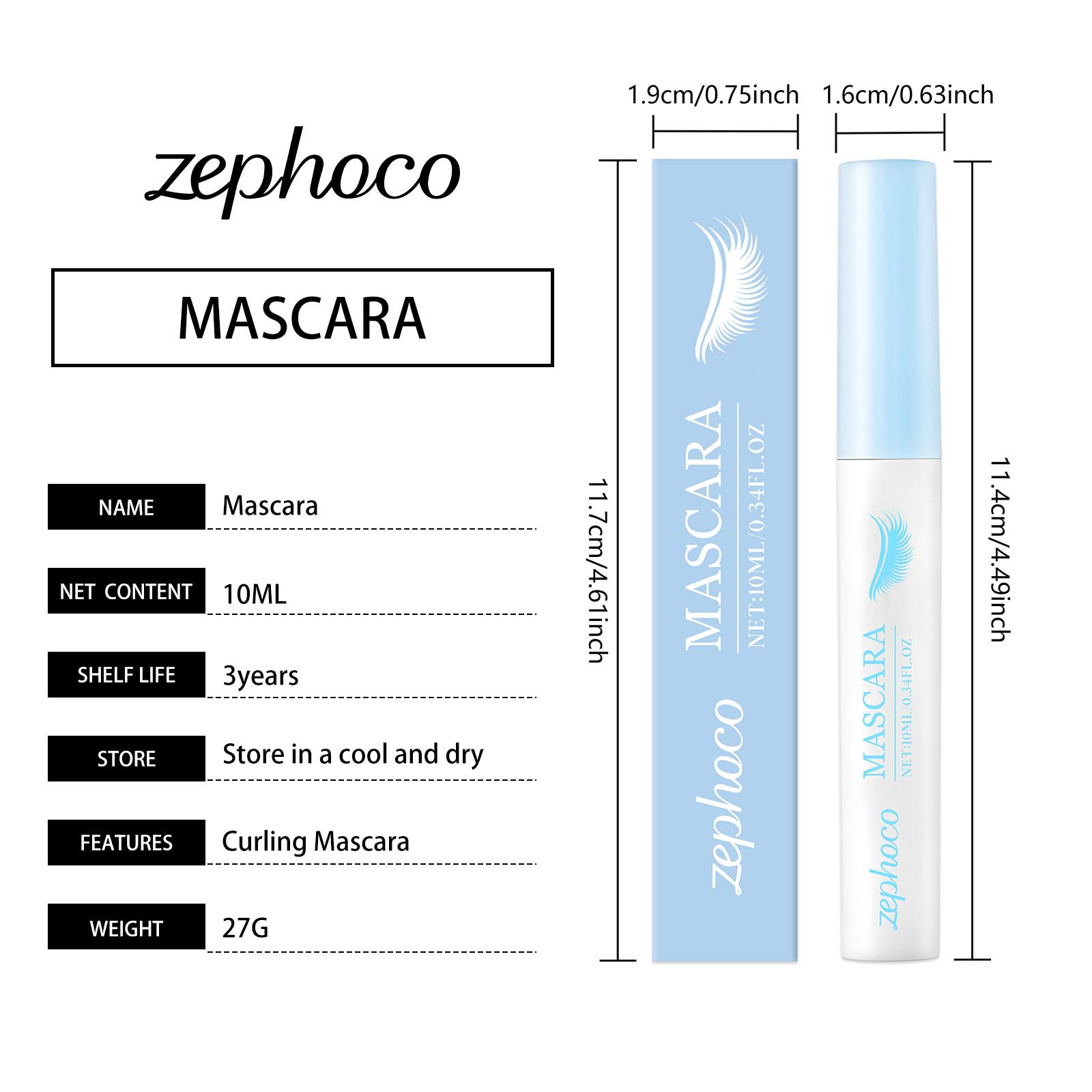 zephoco Women's Curling Mascara Naturally shapes and curls lashes, has a light and smooth texture, is resistant to smudging and easy to remove