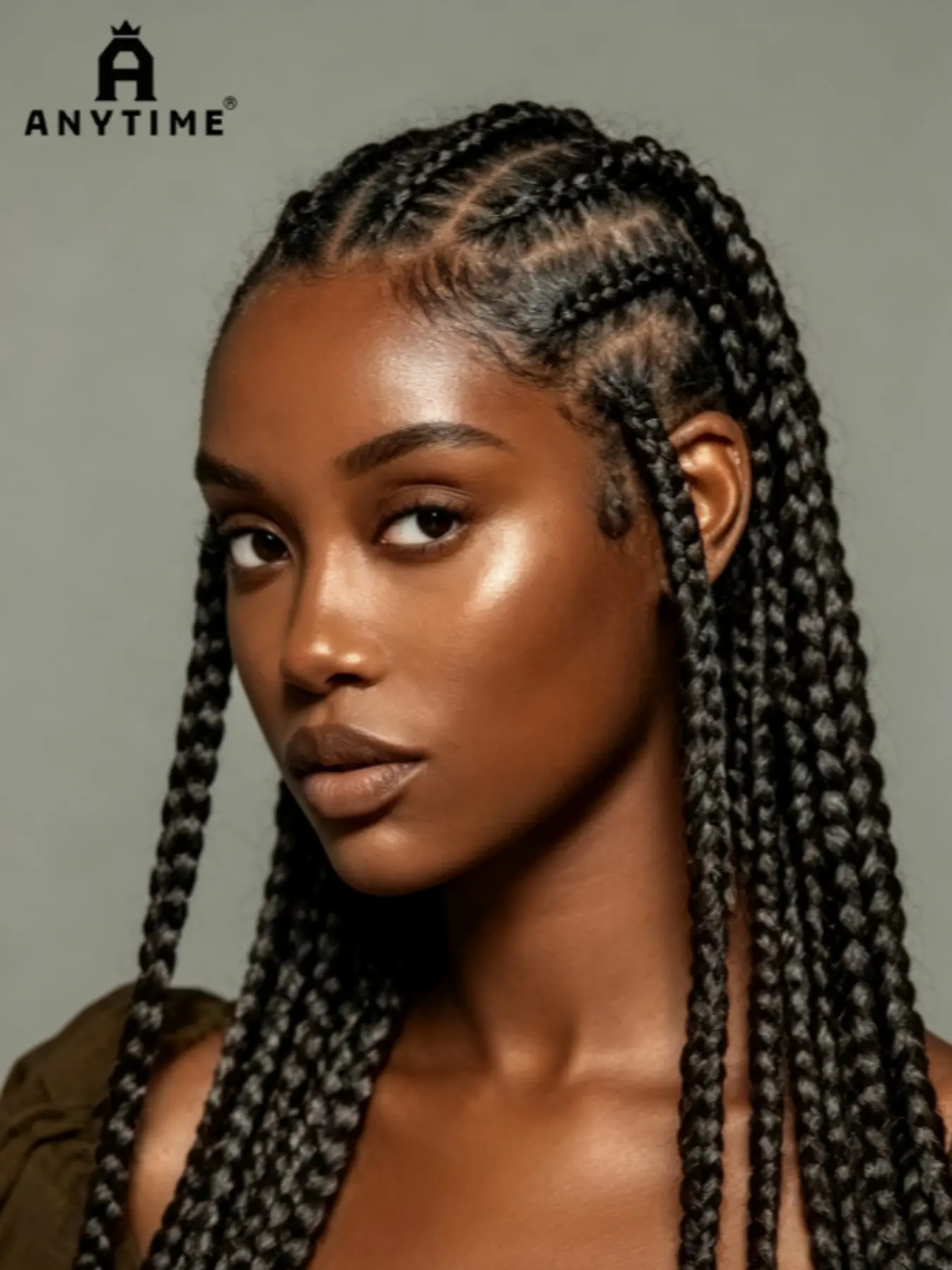 Synthetic Full Lace Cornrow Box Braided Wig 32", Lace Front Wigs, Jumbo Braids Wig for African Women, All Seasons Hair Accessory