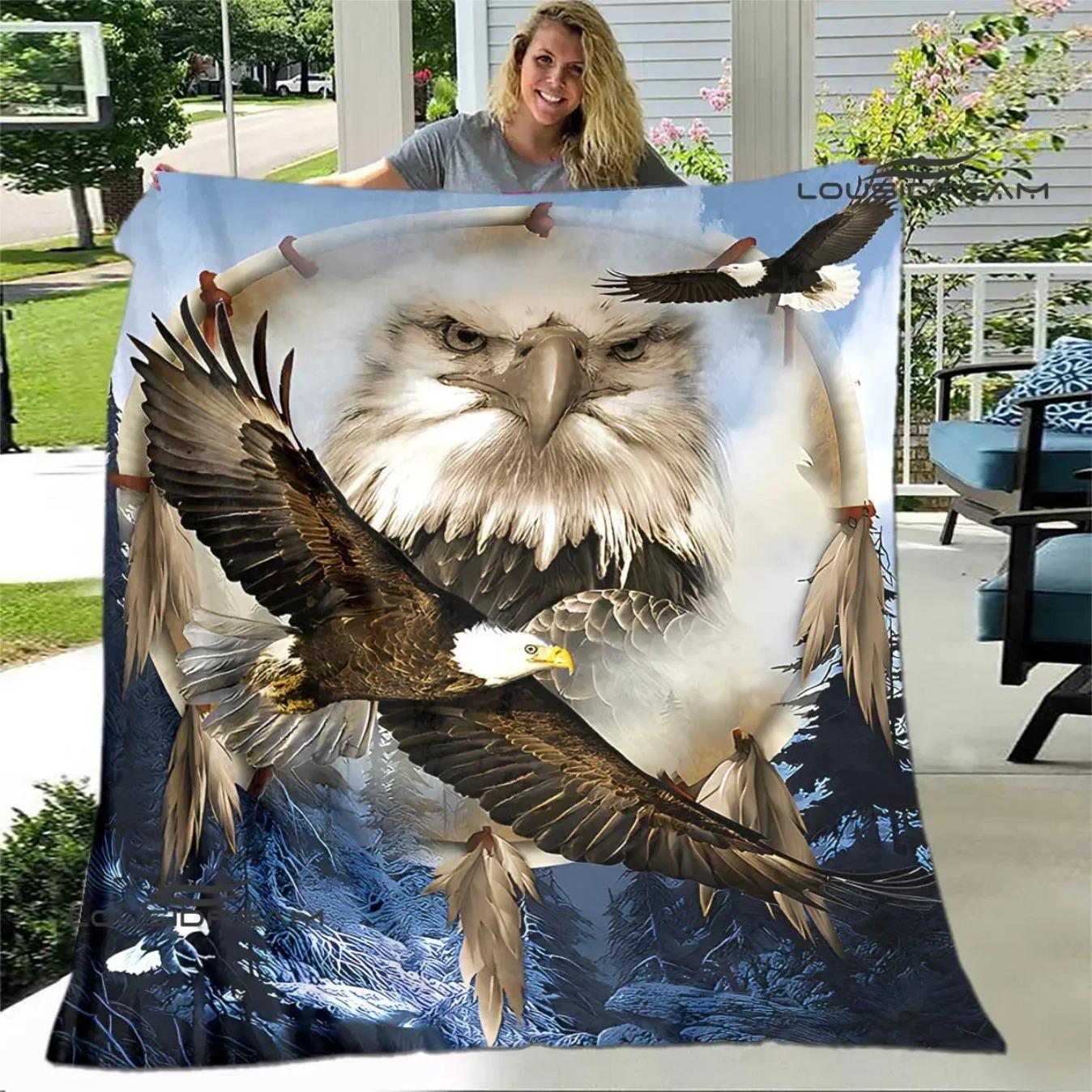 3D Eagle Print Flannel Blanket Ultra Soft Cozy Throw for Bed Sofa Couch | Warm Lightweight Picnic Travel Blanket Unique Birthday Gift
