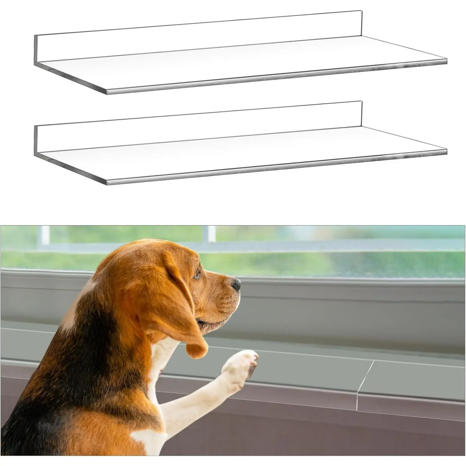 2 count Clear Window Sill Protector from     29.5'' x 5.25''  Transparent Protection Against  Claw Chewing Slobbering Window Sill Cover