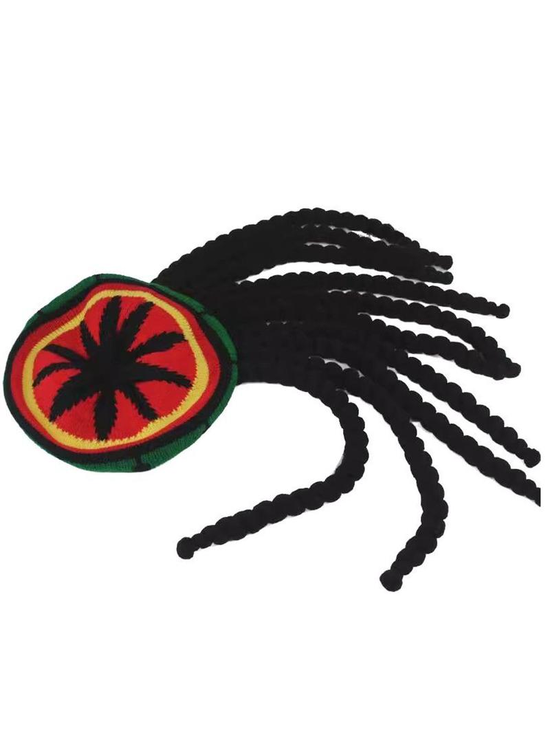 1pc Jamaican Rasta Hat with Black Dreadlocks Braids | Party Costume Wig Accessory