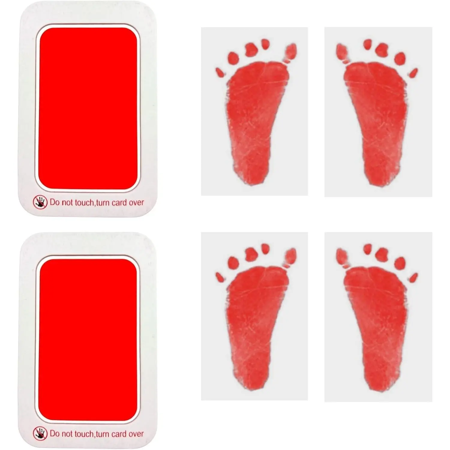 Baby Footprint and Handprint Kit, 2 Red Inkless Print Pads + 4 Imprint Cards, Dog Paw Print Kit Clean Touch Ink Pad, Perfect Keepsake Gift for Newborns and Pets(Gift)