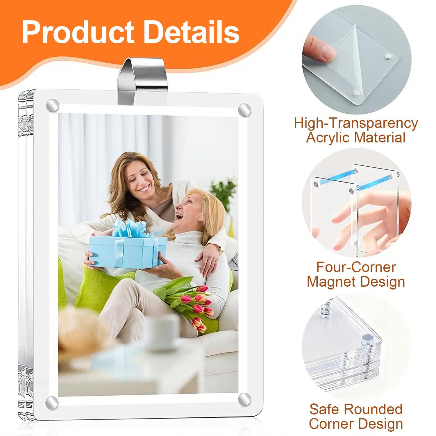 1/2Pcs Car Picture Holder for Sun Visor Magnetic 2.36"x3.5" Clear Acrylic Photo Clip Horizontal Vertical Display Perfect for Polaroid Go Instax Mini Drive Safe Gift