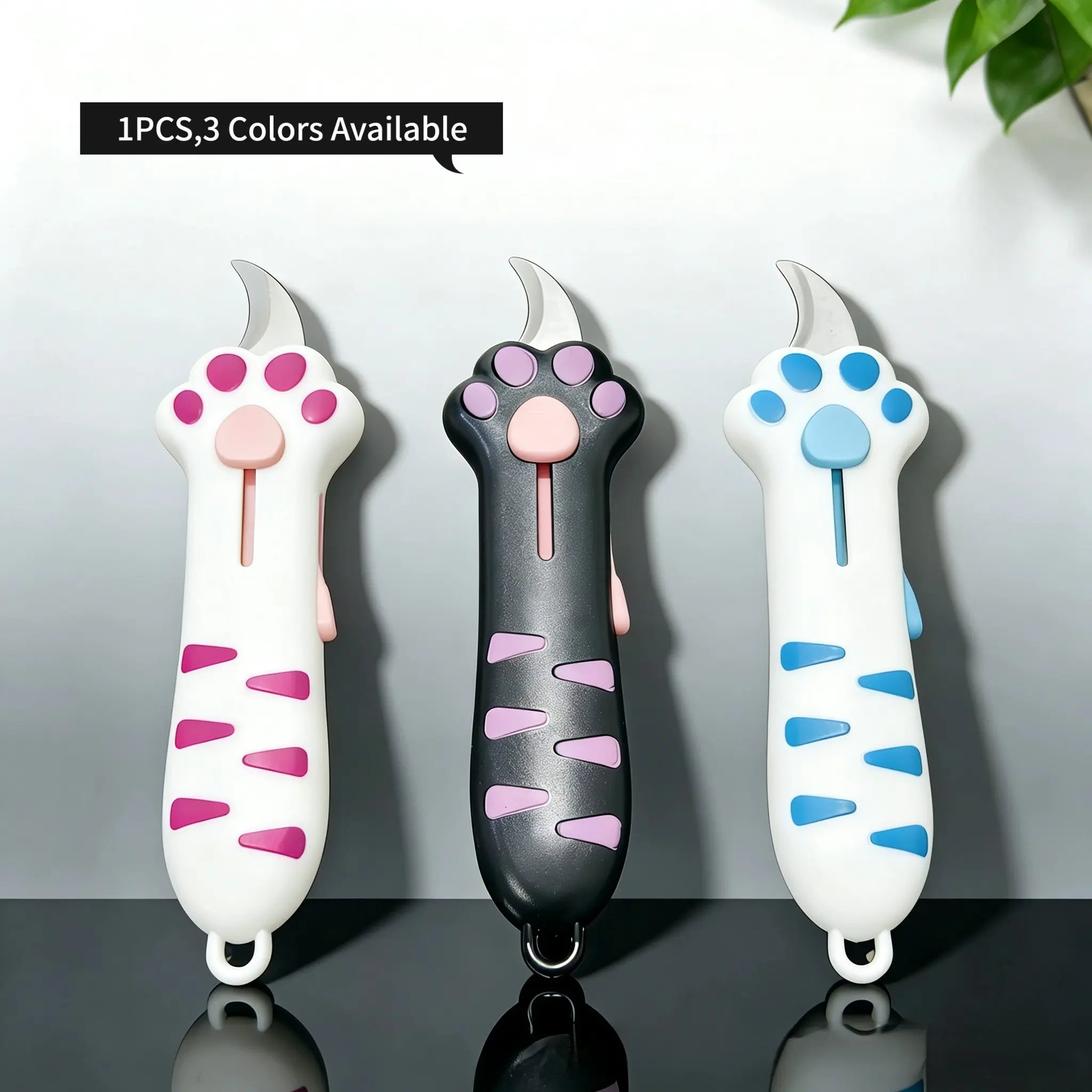 Cute Cat Paw Box Cutter, Portable Mini Safety Letter Opener, Cute Kawaii Utility Knife for Package Opening, Crafts, Office Home Daily Use