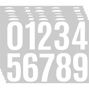 4 Inch Large Mailbox Number Stickers 0-9, 6 Sheets White Self-Adhesive Vinyl Address Numbers for Door, Sign & Outdoor Display.