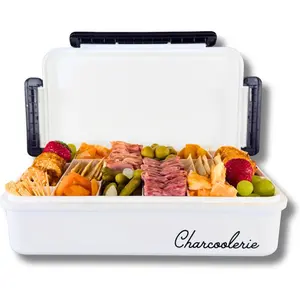 Snackle Box Divided Serving Tray with Ice Pack Bonus Insulated Carry Bag Leak-Resistant 4-Latch Lid 16 Compartments Keeps Snacks Cold for Hours Gift-Ready Packaging