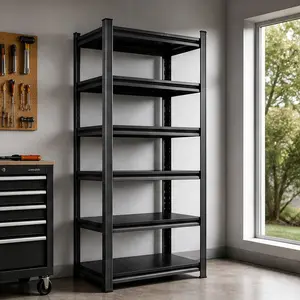 Heavy Duty Steel 6-Tier Metal Storage Rack Shelving Unit, 82"H x 39.37"W x 17.72"D, Adjustable Shelves, Reinforced Double-Layer Uprights, 2400 LBS Capacity, Black Powder-Coated Finish, Easy Installation, for Garage, Basement, Warehouse