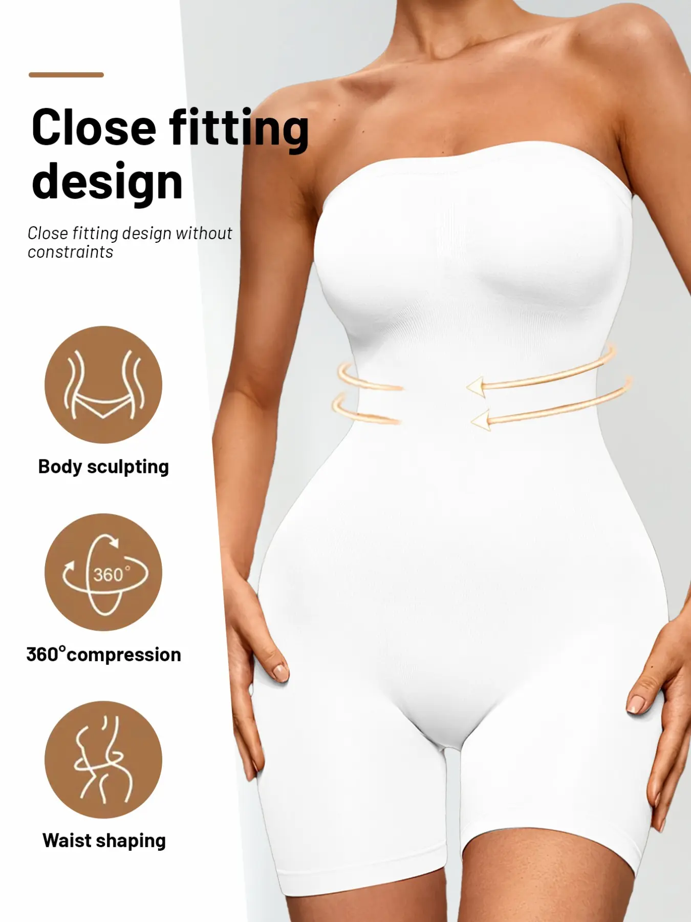 Strapless Full Body Shaper Tummy Control Butt Lifter Push Up Bust 360° Compression Waist Trainer Under Dress Shapewear