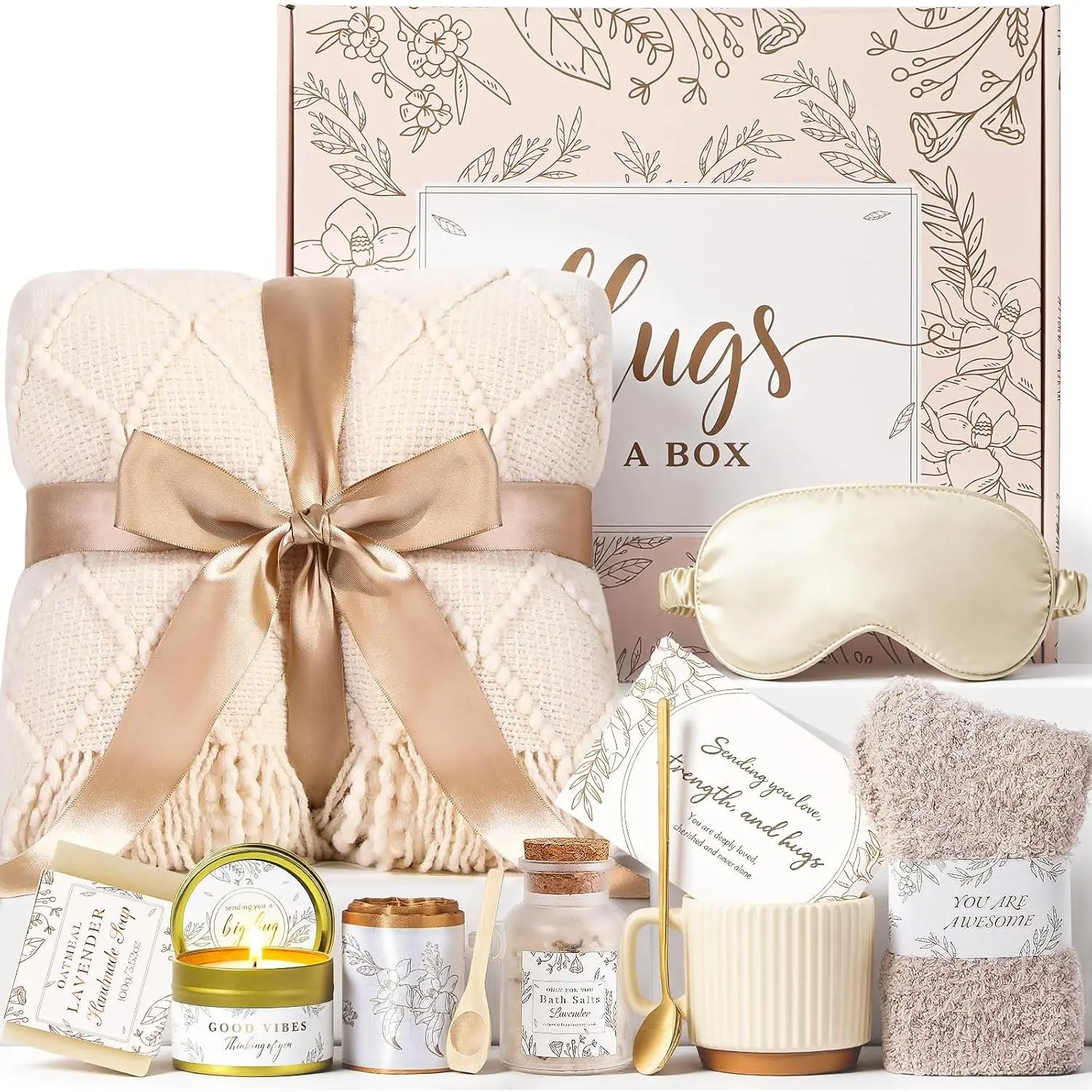 Get Well Soon Gifts Basket for, Care Package Post Surgery Gift Basket| Birthday to Mom Grandma, Spa Gifts Sympathy Christmas Gift Baskets for Woman