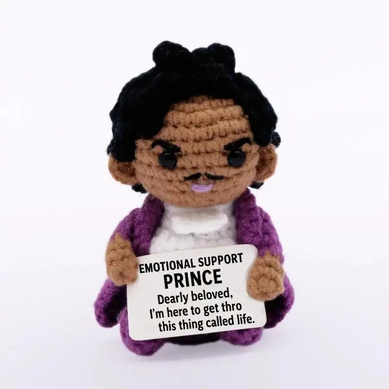 Emotional Support Prince Crochet Doll Handmade Comfort 3D Plush Collection Stuffed Animals Unique Appearance Soft Cozy Feel.