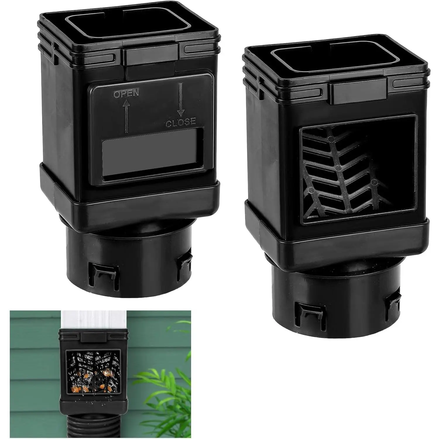 Downspout Filter, Downspout Leaf Filter, Gutter Downspout Guard, Downspout Screen Filters, Leaf Removers（2PCS） (Black)