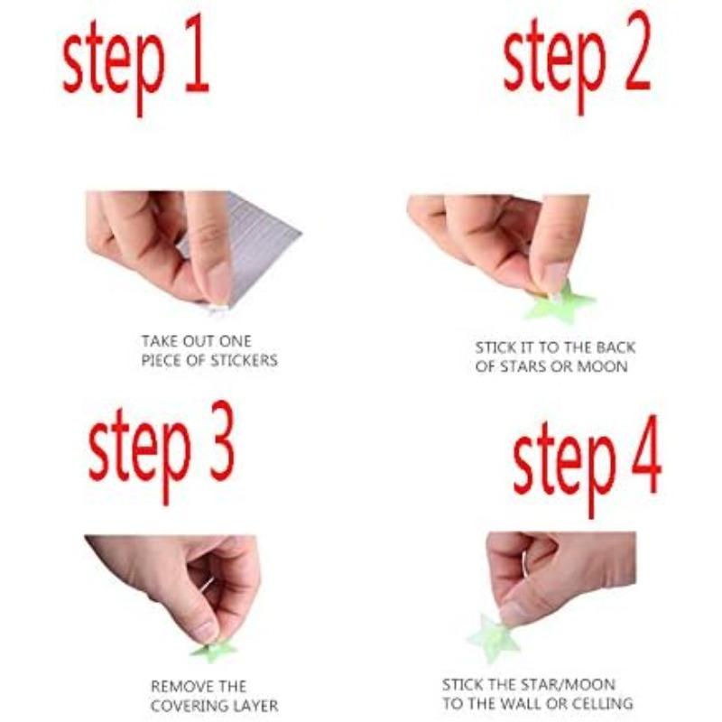 2 pcs Mixed Color Glow in The Dark 3D Stars Luminous Fluorescent Plastic Wall Sticker for Kids Baby Room Bedroom Ceiling Home Decor