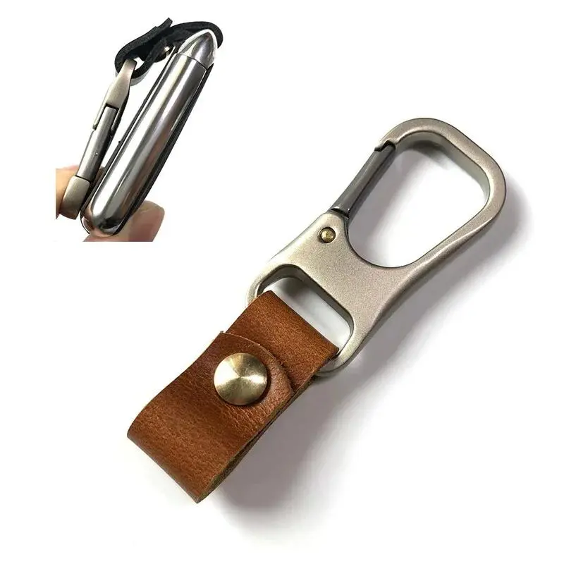 Genuine Cowhide Leather Keychain for Men, Minimalist Belt Loop Key Hanger with Metal Buckle, Durable EDC Gear for Car Keys