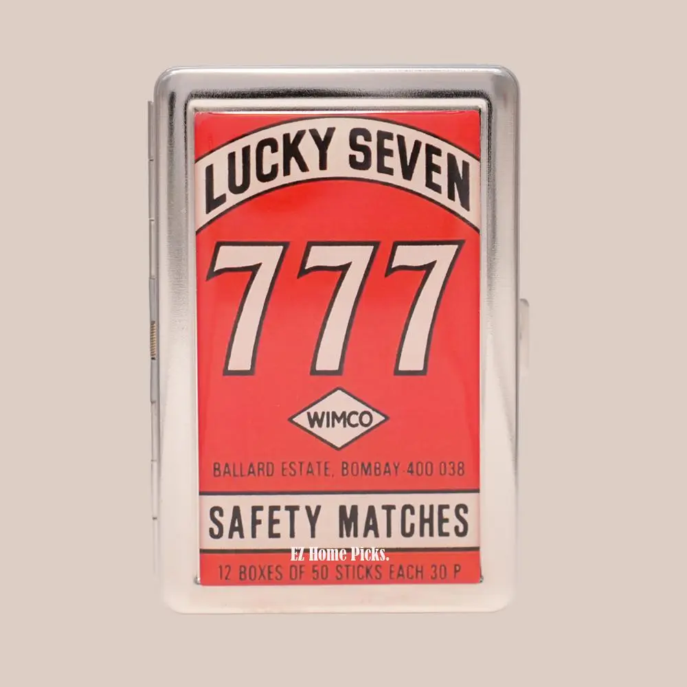 Slim Metal Card Wallet, Secure Snap Closure, Retro Pattern Compact Card Case for Men & Women