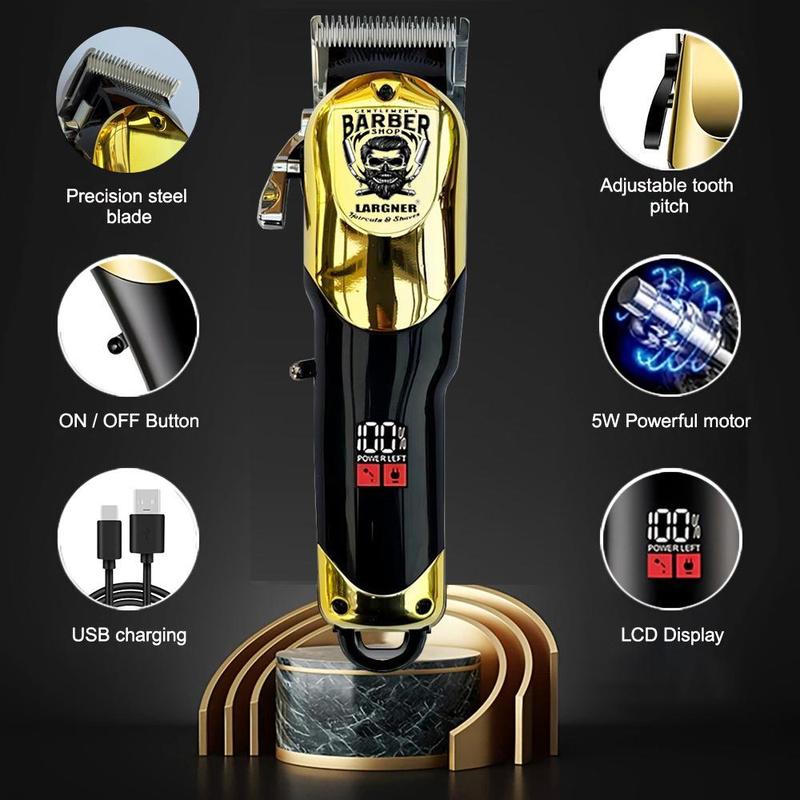 Professional Cordless Electric Hair Clipper Set, 1 Set LCD Display Electric Hair Trimmer and Accessories, Hair Trimmer for Barbershop and Home Use Professional Cordless Electric Hair Clipper Set, 1 Set LCD Display Electric Hair Trimmer and Accessories, Hair Trimmer for Barbershop and Home Use