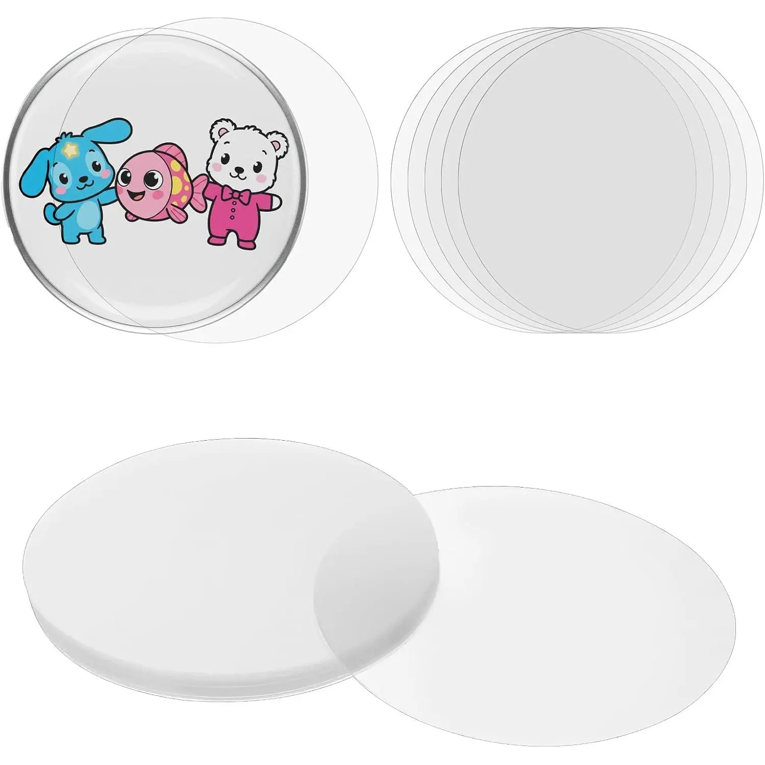 200 count Circle Mylars Button Maker Supplies 2.76 inch 70mm Clear Badge Protective Film Button Making Supplies Transparent for 2.25 Inch 58mm Buttons Maker for Arts Crafts Supplie