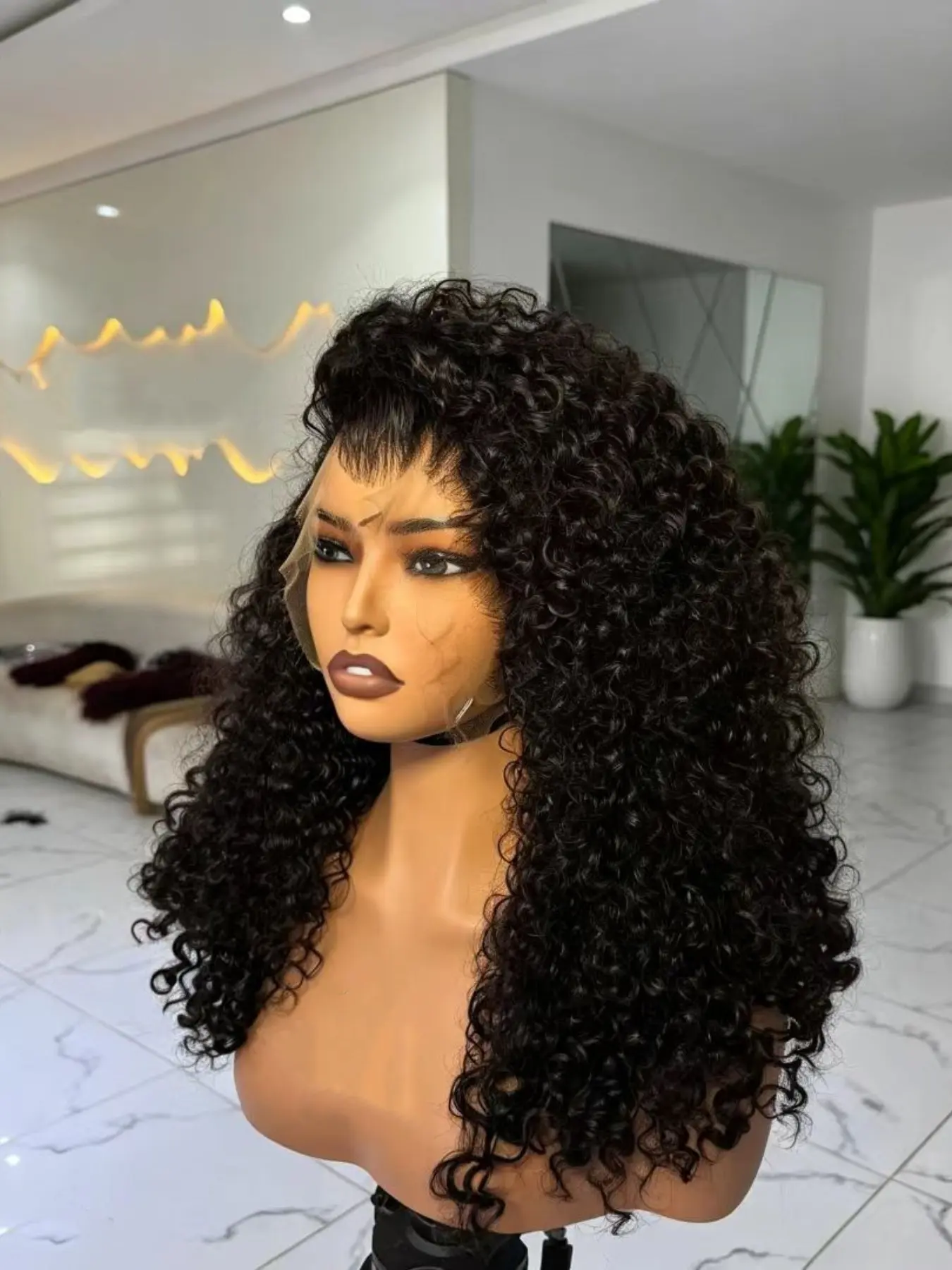 26 inch long 13x4x1 ultra small roll T-shaped wig, 180 density wig, black curly hair specially designed for black women. Non adhesive wig, heat-resistant and comfortable to wear daily. Soft and comfortable to wear for women. Doll hair, female wig, baby ha