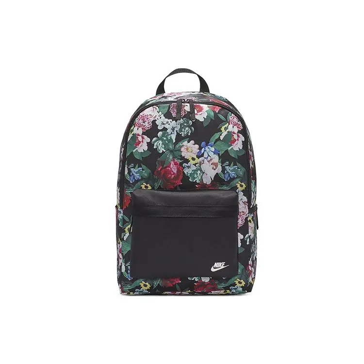 Nike Heritage Printed Polyester Backpack for Men and Women, Casual Style in Black