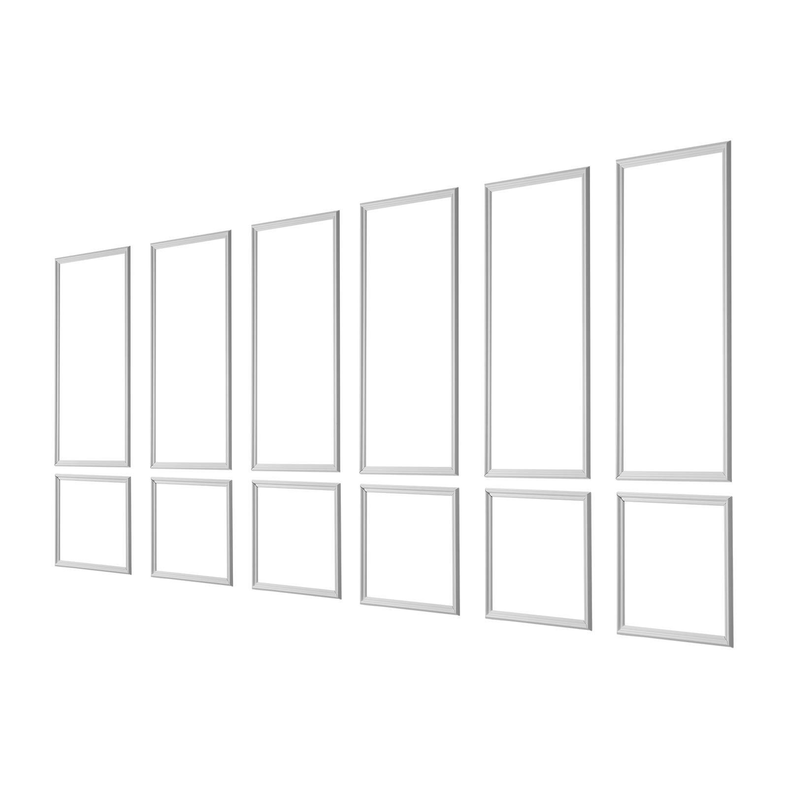 VEVOR Wall Molding 6 Pack, Wainscoting Panels Kit, Lightweight Paintable Polystyrene, Easy to Install, Waterproof Accent Wall Trim for Interior Décor Living Room, Bedroom, White (24x54 + 24x24 in)