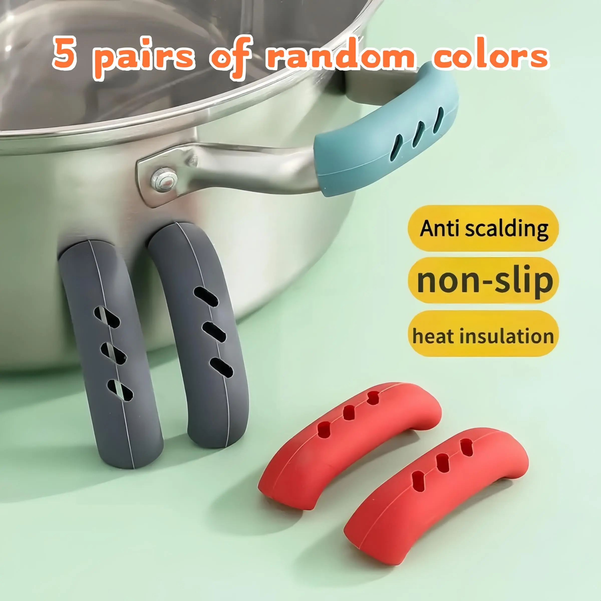 5 Pairs Heat-Resistant Pot Handle Covers, Protect Hands From Burns and Scalds, Everyday Household Item, Durable Kitchen Accessory