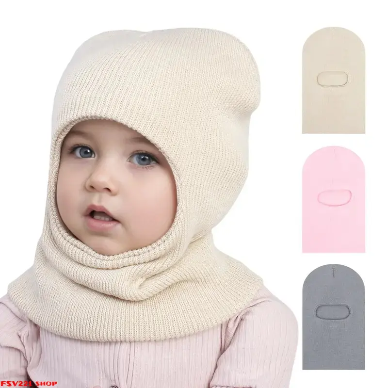 2-in-1 Striped Knit Balaclava Hat & Neck Warmer, Thermal Insulating Hats for Youngsters, Stretch Fit, Lightweight, Machine Washable, Multi-Color, Ideal for Outdoor Play & New Year's Celebrations sohochic