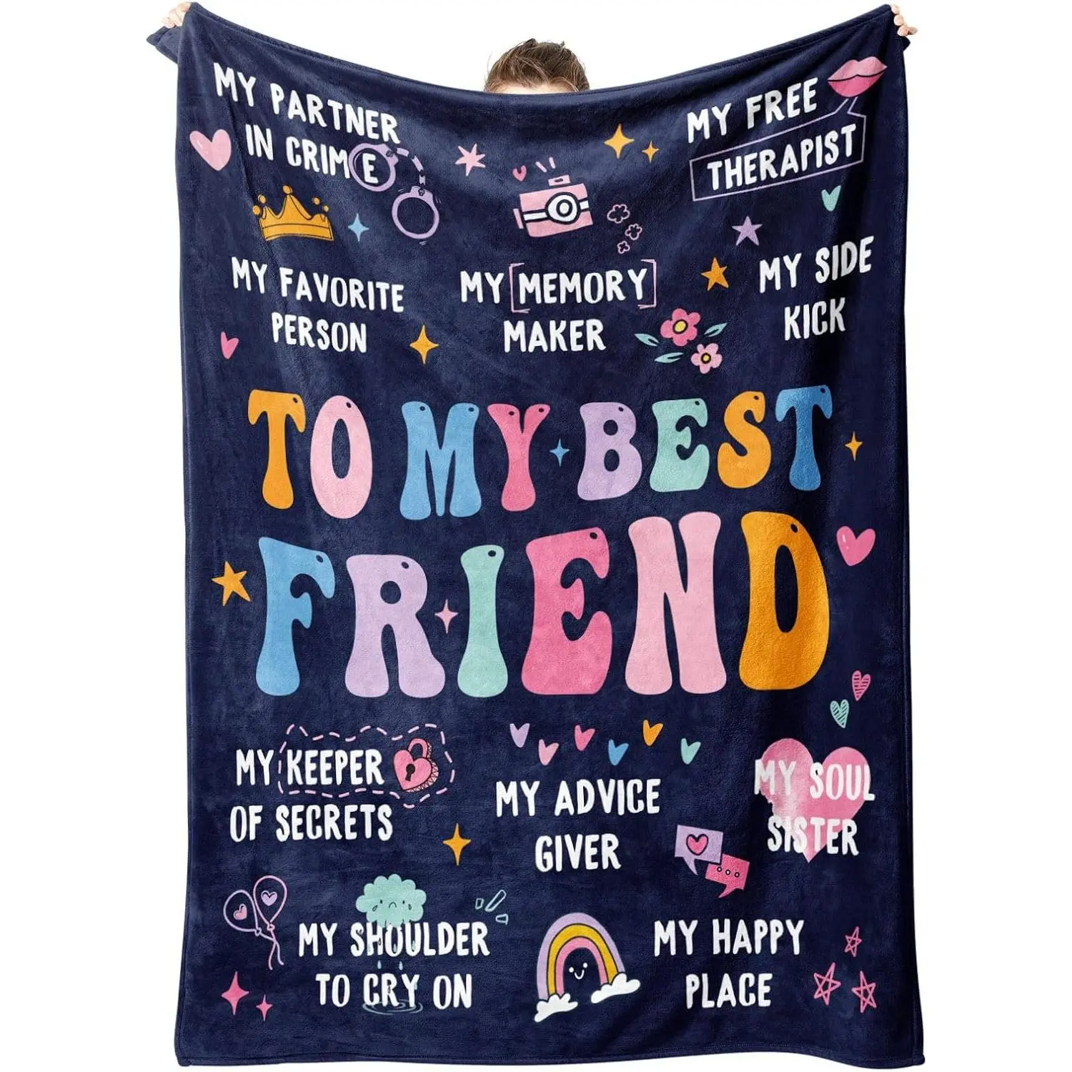 Funny Best Friend Birthday Gifts for Women, Blue Best Friend Definition Blanket, Bestie Gifts for Women, Friendship Gifts for BFF on Christmas, Galentine’s Day, Practical Nap Throw