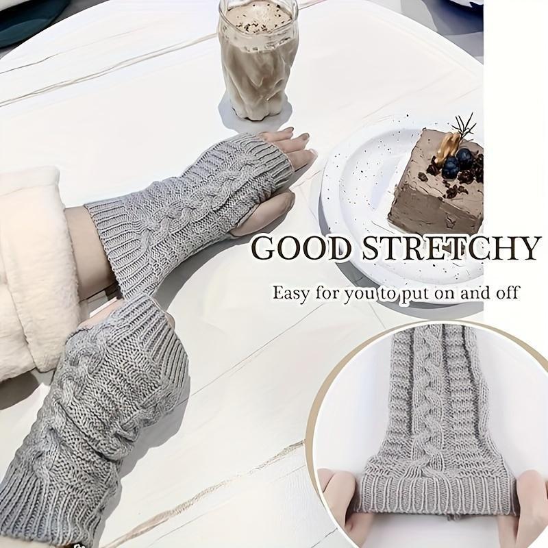 4 Pairs Women’s Knitted Fingerless Gloves  Soft Stretchy Crochet Wrist Warmers with Thumb Hole, Cozy Winter Arm Sleeves for Typing, Driving, Outdoor Work & Daily Cold-Weather Comfort