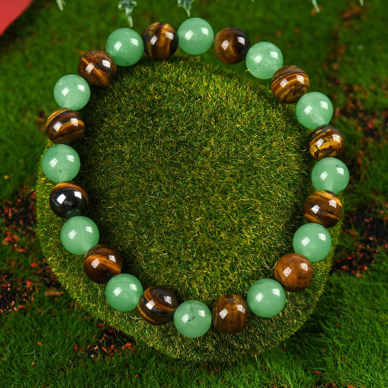 1pc Arpurraina Money Attraction Bracelet with Green Aventurine & Tiger Eye - Solid Unscented Prosperity & Wealth Amulet for Birthday, Anniversary, Summer Vacation & Theme Parties Jewelry Charms Abundance Crystal bracelet