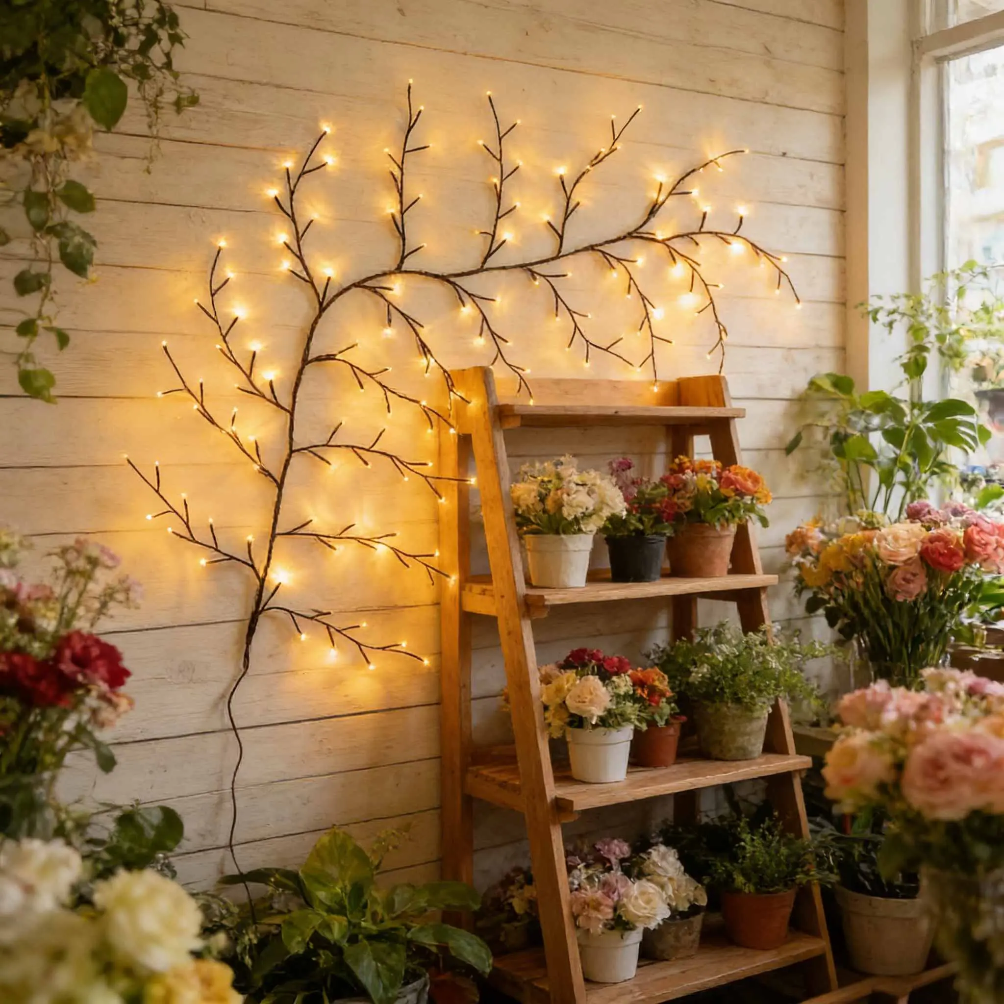 72/96/144 LED Flexible Vine Lights, Dimmable LED Lighting with 8 Light Modes, Suitable for Bedside Tables, Hotels, Libraries, Living Rooms, Tree Canopies, Gazebos, Porches, Parties and Holiday & Birthday Gifts, Wall Mountable or Freestanding Use