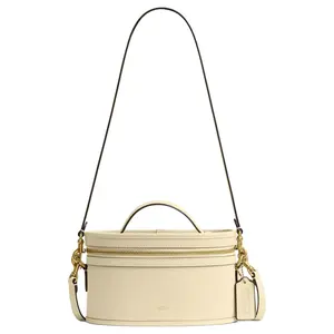 COACH Trail 21 Leather Crossbody Handbag for Women, Small Size, Logo Design, Moonlight Yellow