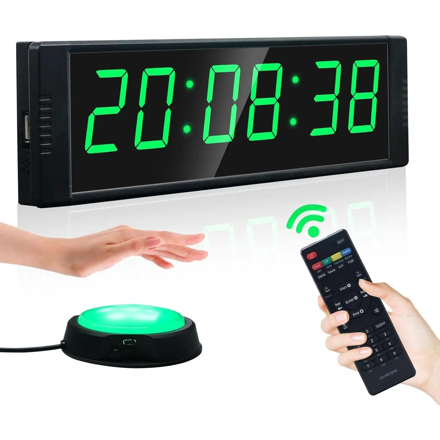 Gym Clock for Home Gym with Start/Stop Button, Interval Timer for Workout, Stopwatch/Countdown Timer with Remote,  Digital Wall Clock, Portable Home Gym Accessories