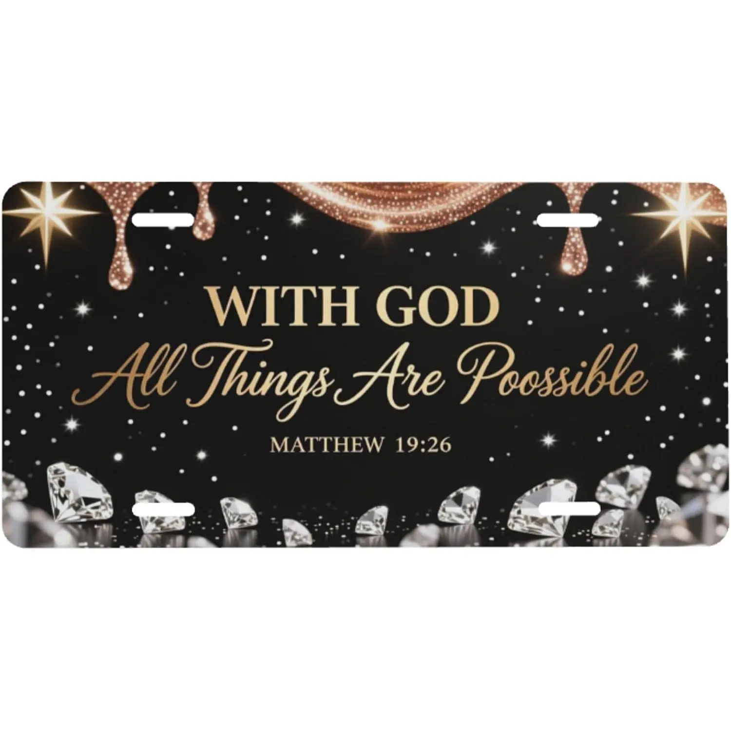 Christian Matthew 19:26 Number Plate, 6x12 All Things Possible Vanity Tag, Car Accessories Number Plate Decal for Him & Christmas, Her Automotive Exterior Accessory
