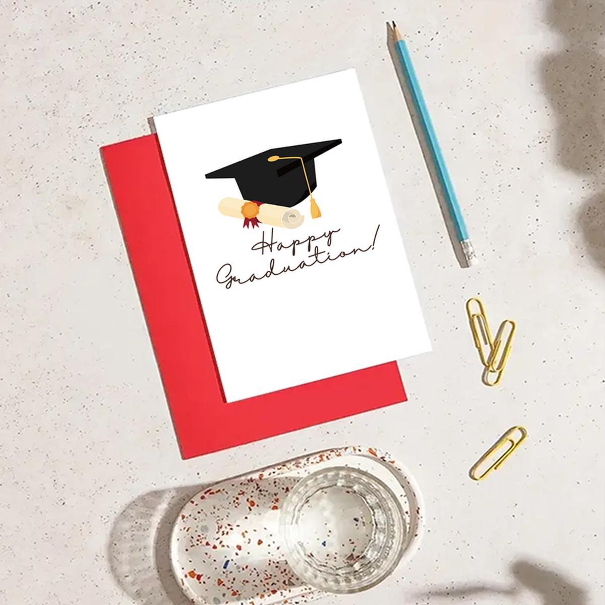 Happy Graduation Card, Graduation Cap & Diploma Design Greeting Card ...