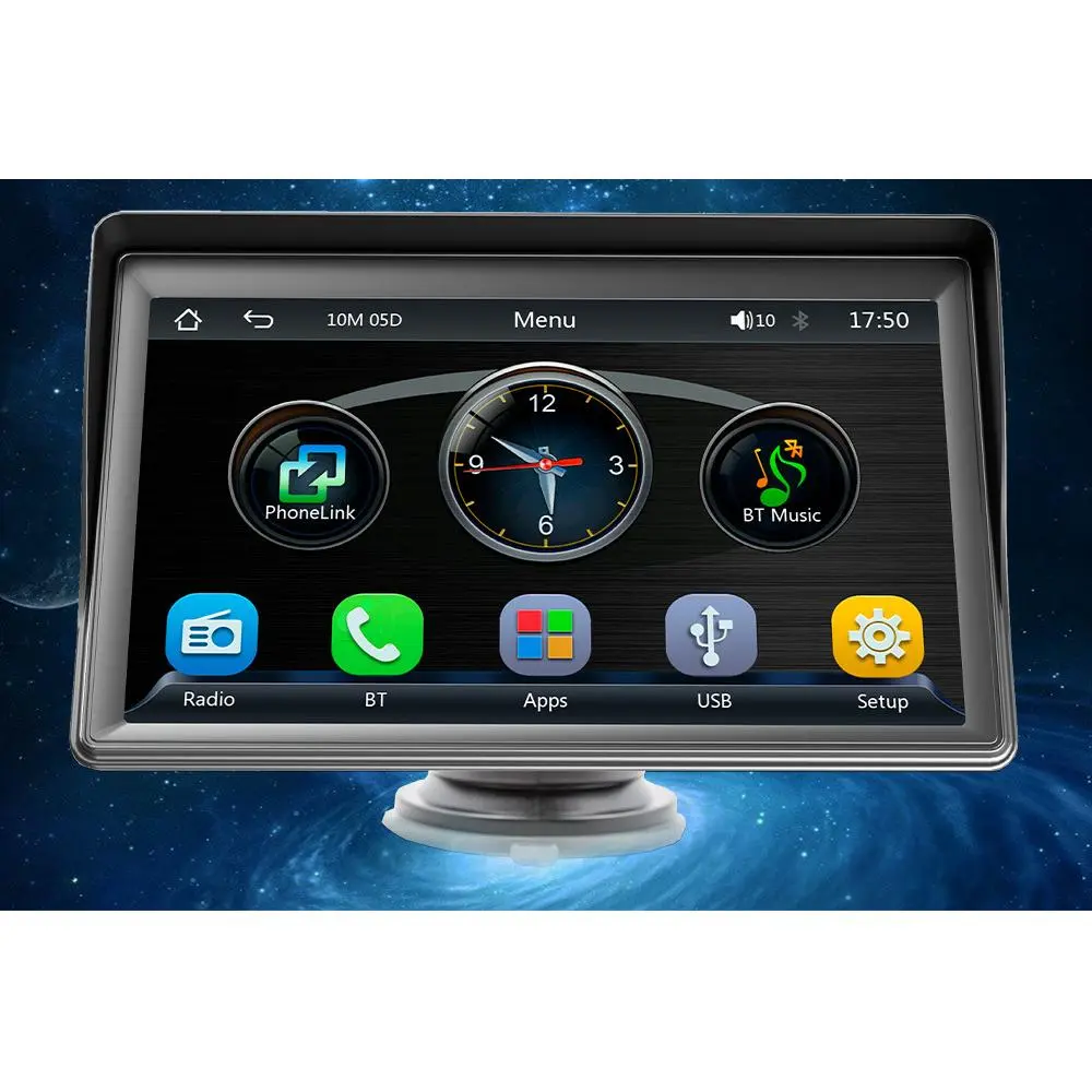 7-Inch Wireless CarPlay Portable Display – Bluetooth FM Radio with HD Backup Camera for Universal Vehicles