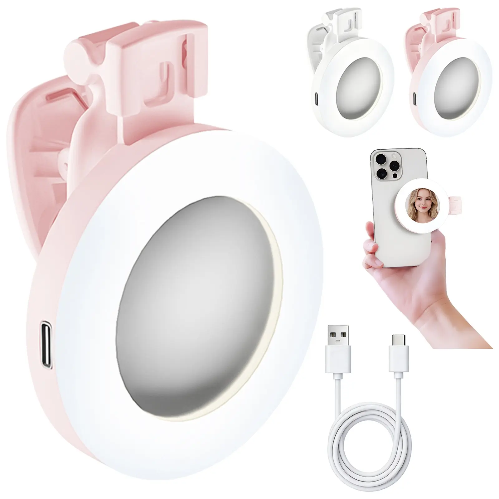 Clip-On LED Fill Light Rechargeable Lamp, Portable Selfie Light, Ideal for Selfies & Live Streaming, Essential for Makeup Artists & Vloggers