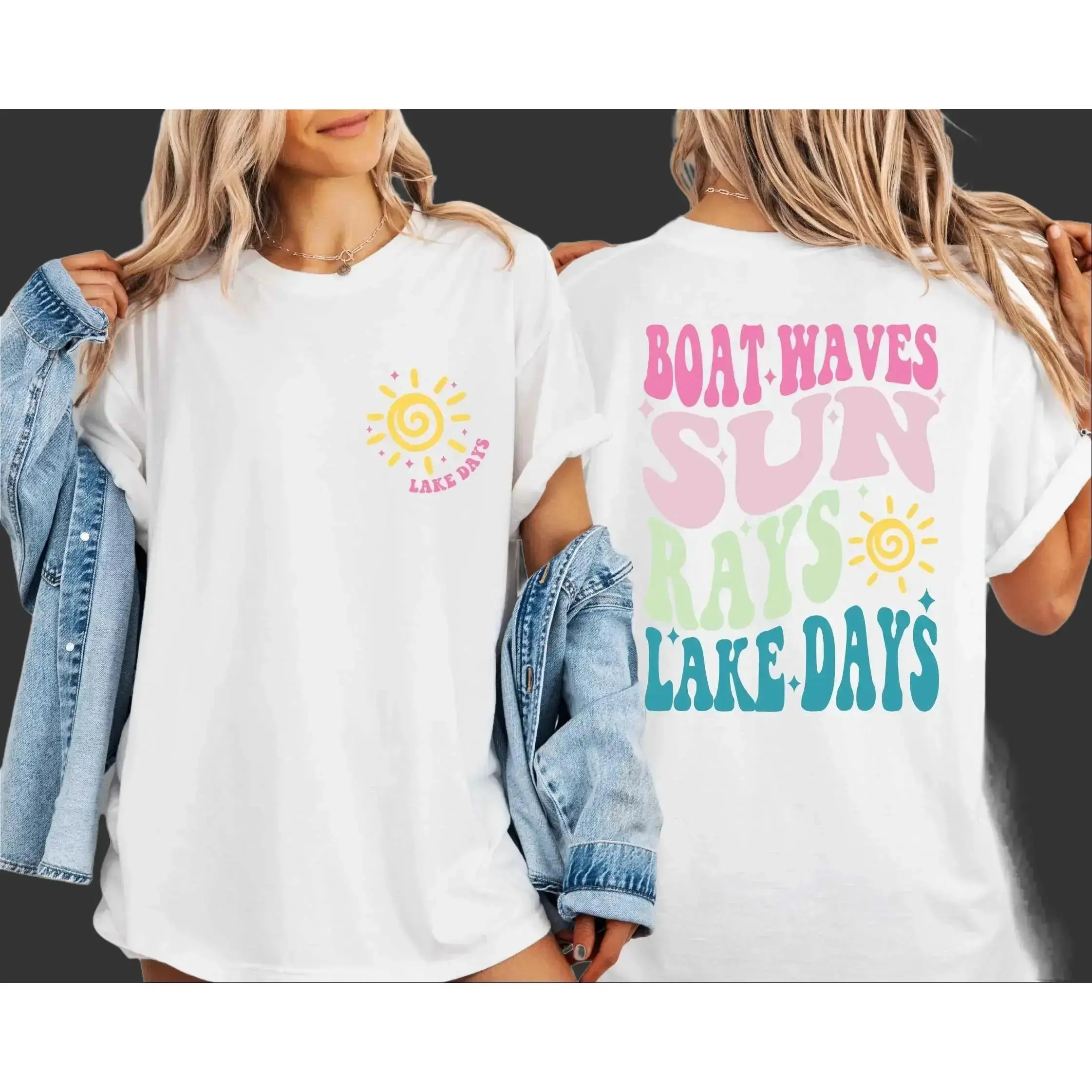 Summer Lake Vacation T-Shirt, Summer Vacation Tee, Boat Waves Sun Rays Lake Days Two Sided Family Vacay Shirt, Lake Trip Tee,shirts