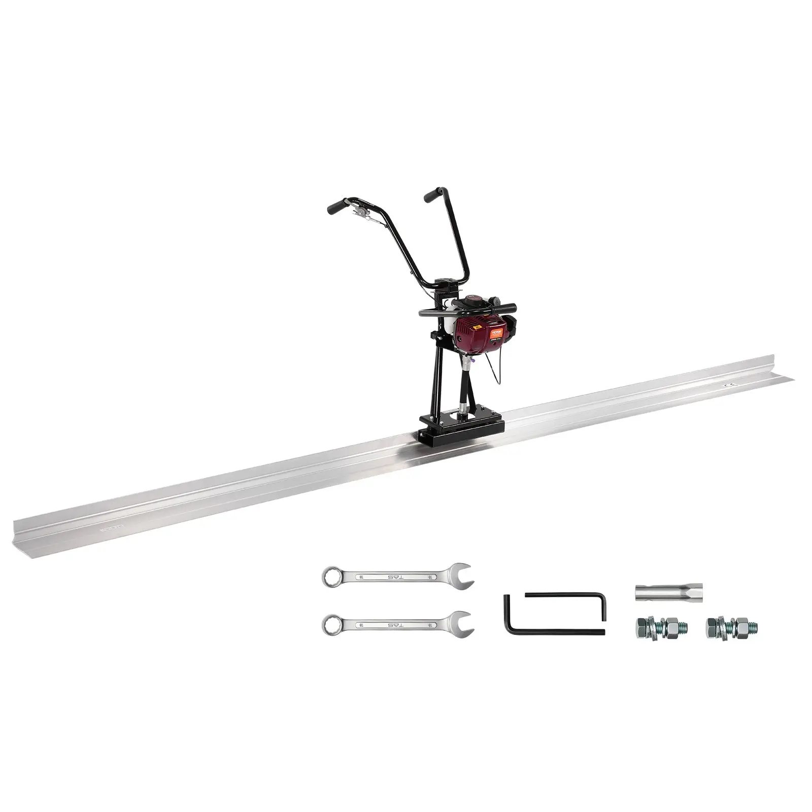 VEVOR Complete Set Concrete Power Screed Kit - 4ft Aluminum Scraper, 4-Stroke 6500 RPM Cement Finishing Vibrating Motor, Height-Adjustable Handles with Shock Absorber, 1.16 hp 39.7 lbs Durable Versatile Tool (1220x134x84 mm, 28.74-41.73 in), Set Complete