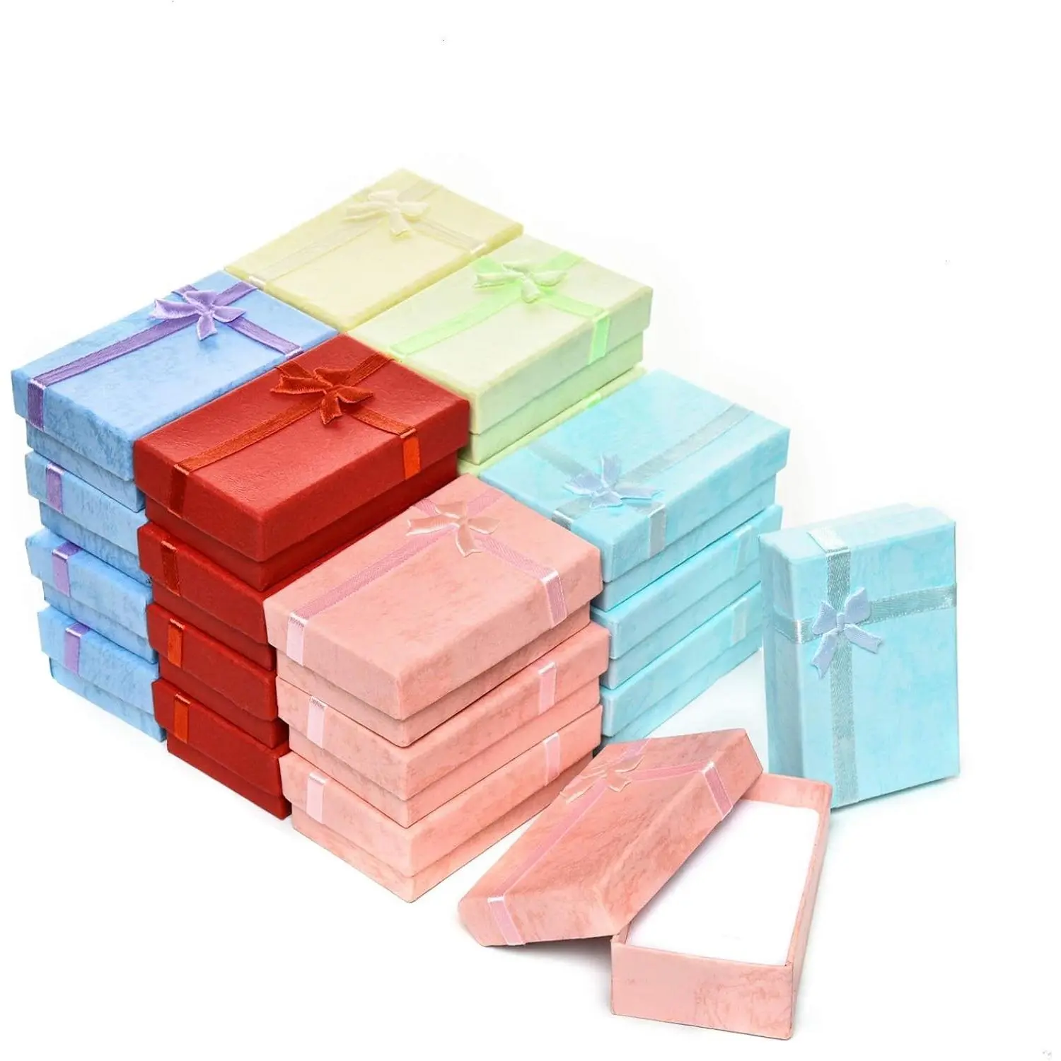 24-Piece Gifts Box Set, Jewelry Gift Boxes for Rings, Pendants, Earring, Necklaces - Cardboard Jewelry Boxes for Anniversaries, Weddings, Birthdays, Assorted Colors - 3.2 x 2.0 x 1.1 Inches