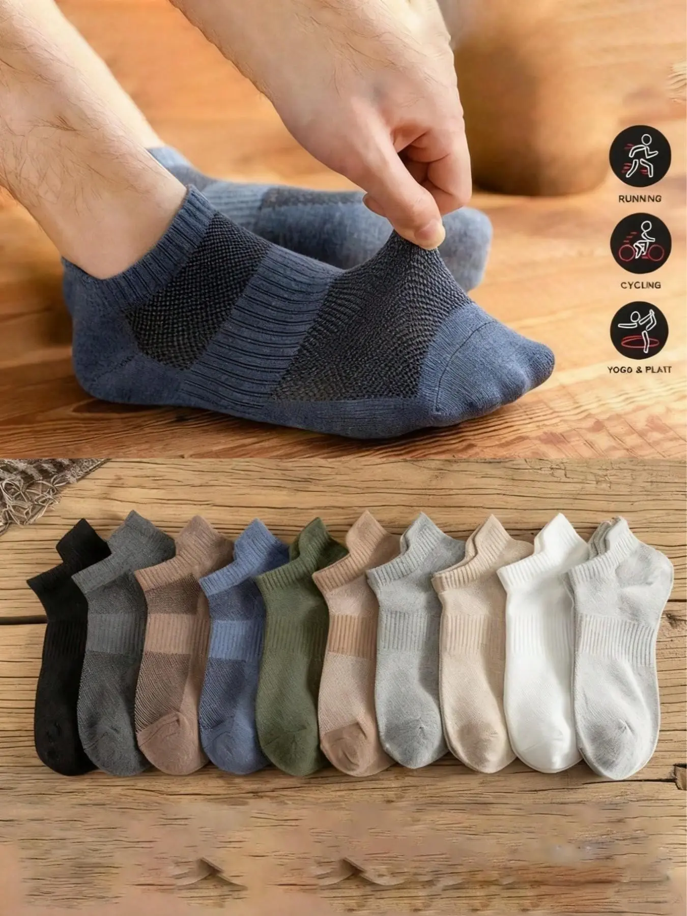 10 Pairs Unisex Sport Socks, Compression Support Breathable Thick Cushion Invisible Socks, Low Calf, All Seasons, Comfortable for Running & Daily Use