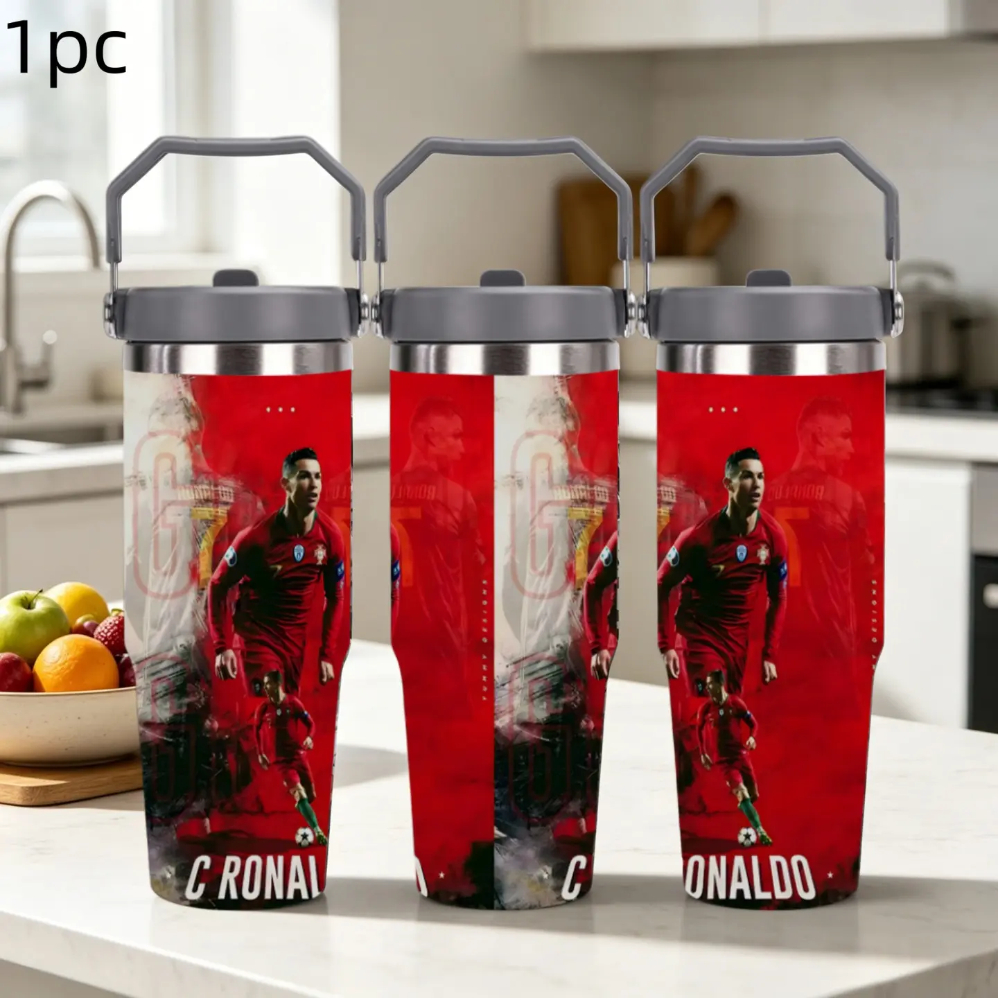 1pc 30oz stainless steel large-capacity car water bottle, for Cristiano Ronaldo fans.for football enthusiasts. various patterns to choose from, fan gift, Outdoor camping Coffee Cups & Mugs