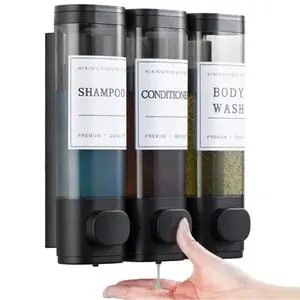 Wall Mounted Soap Dispenser Set, Bathroom, Three-In-One Shampoo Conditioner Shower Gel Dispenser, Thick Abs Material, Adhesive or Nail Installation