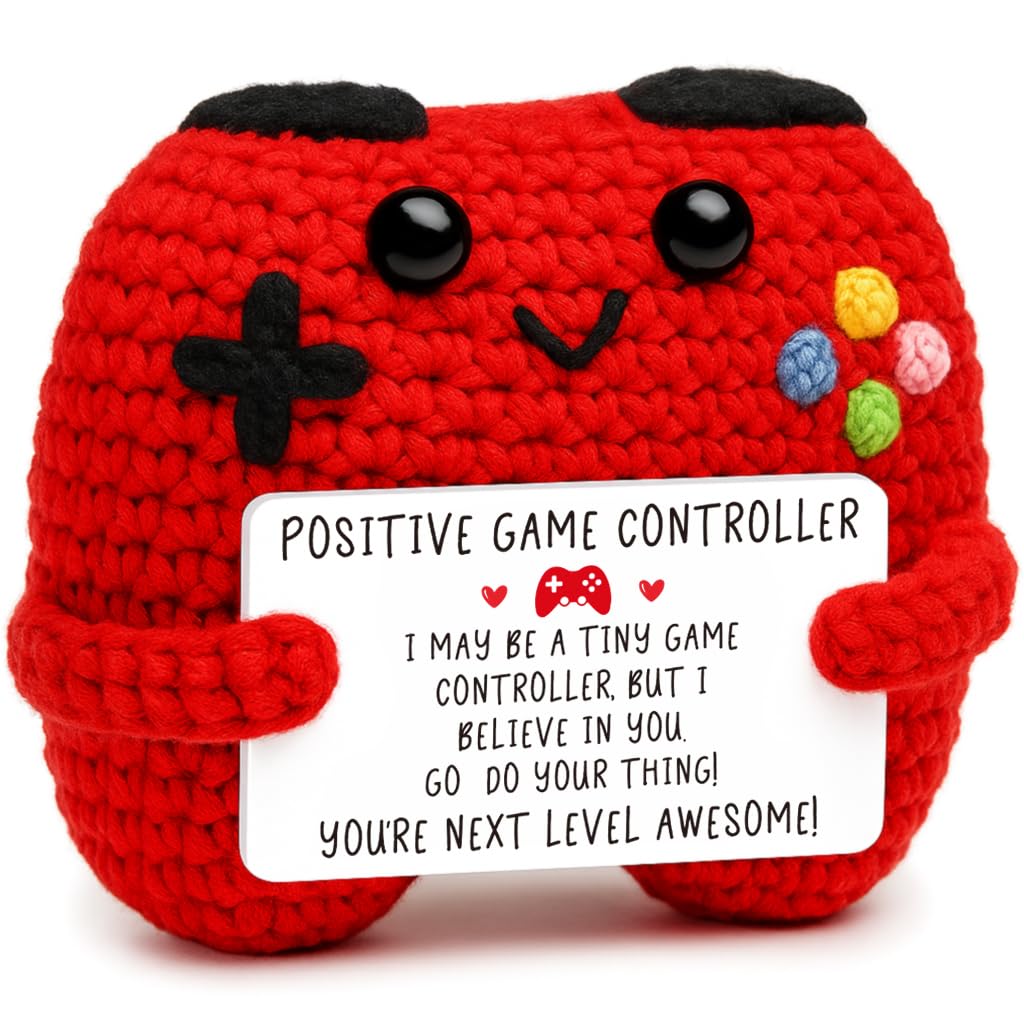Cute Hand-Knitted Mini Game Controller Plush, Emotional Support Stress Relief Doll, Soft Healing Toy for Christmas Presents Holiday Gifts Birthday Gifts for Women Men Him Teacher Appreciation Gifts, Portable Pocket Companion Decor for Desk Bag Backpack Ke