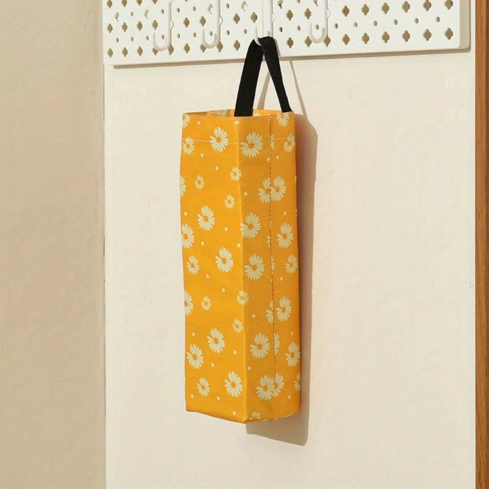 Random Color Daisy Pattern Hanging Garbage Bag Storage Bag 1PC Space-Saving Wall-Mounted Holder Organizer Portable Waterproof Plastic Dispenser for Home Kitchen Bathroom Office Practical Household Accessories