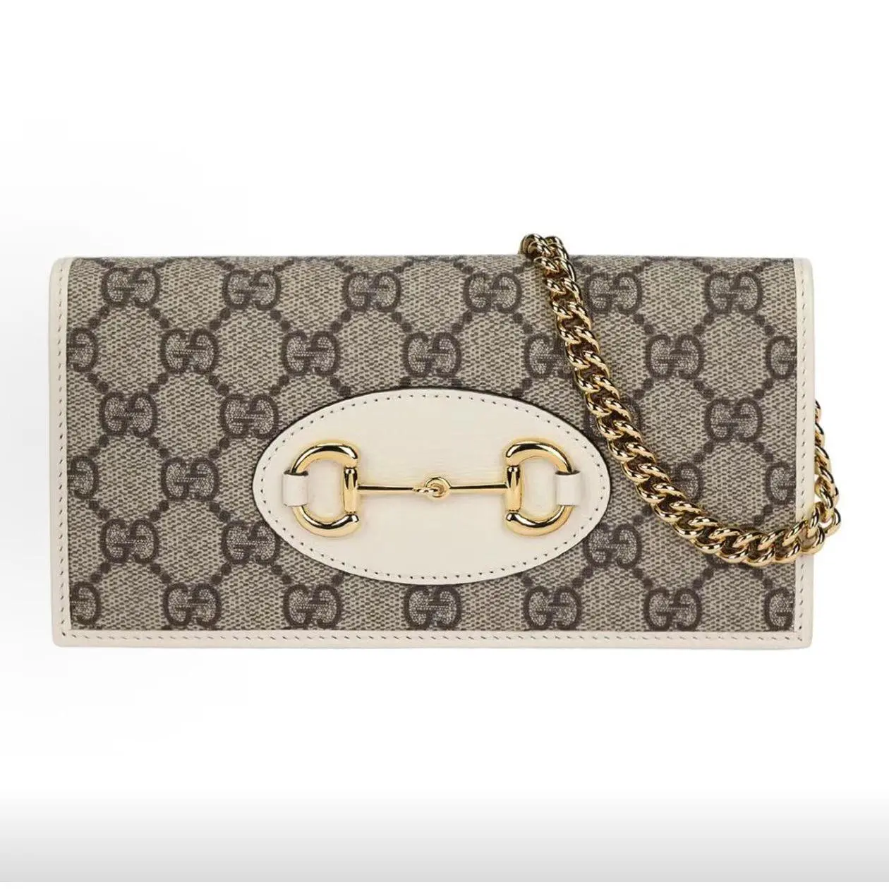 Pre-owned GUCCI Horsebit 1955 GG Monogram Chain Crossbody Bag