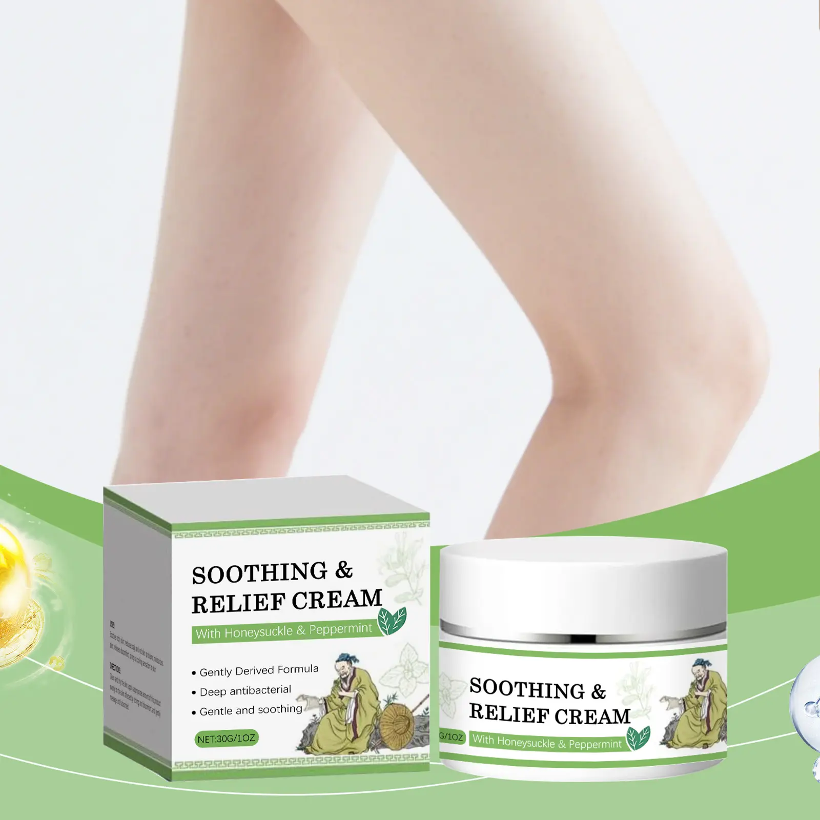 Honeysuckle & Peppermint Infused Body Moisturizing Cream, Mild Plant Extract Hydrating Lotion for Dry Tight Skin, Gentle Daily Skin Care Balm