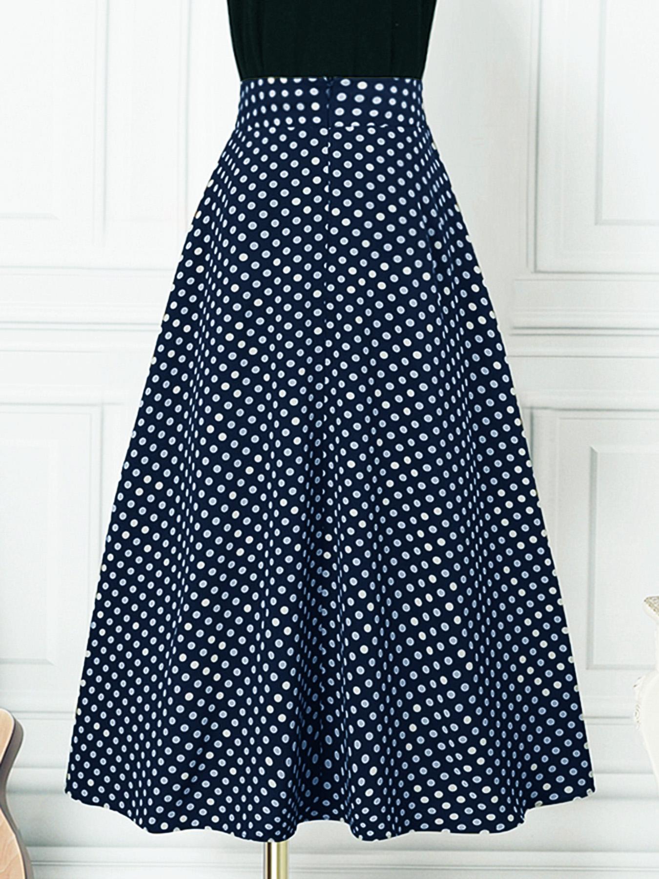 Women's Polka Dot Print High Waist Skirt, Retro Elegant A Line Long Skirt for Party Holiday, Ladies Bottoms for All Seasons, Womenswear, Vintage Skirts