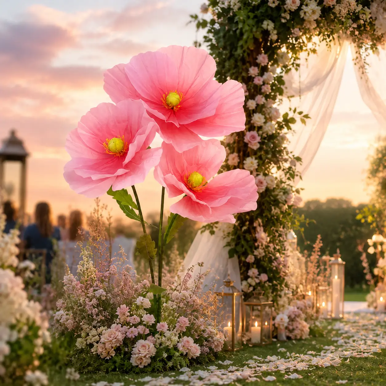 Pink Giant Flowers Party Decor, Oversized Artificial Blooms for Bridal Shower and Photo Backdrop