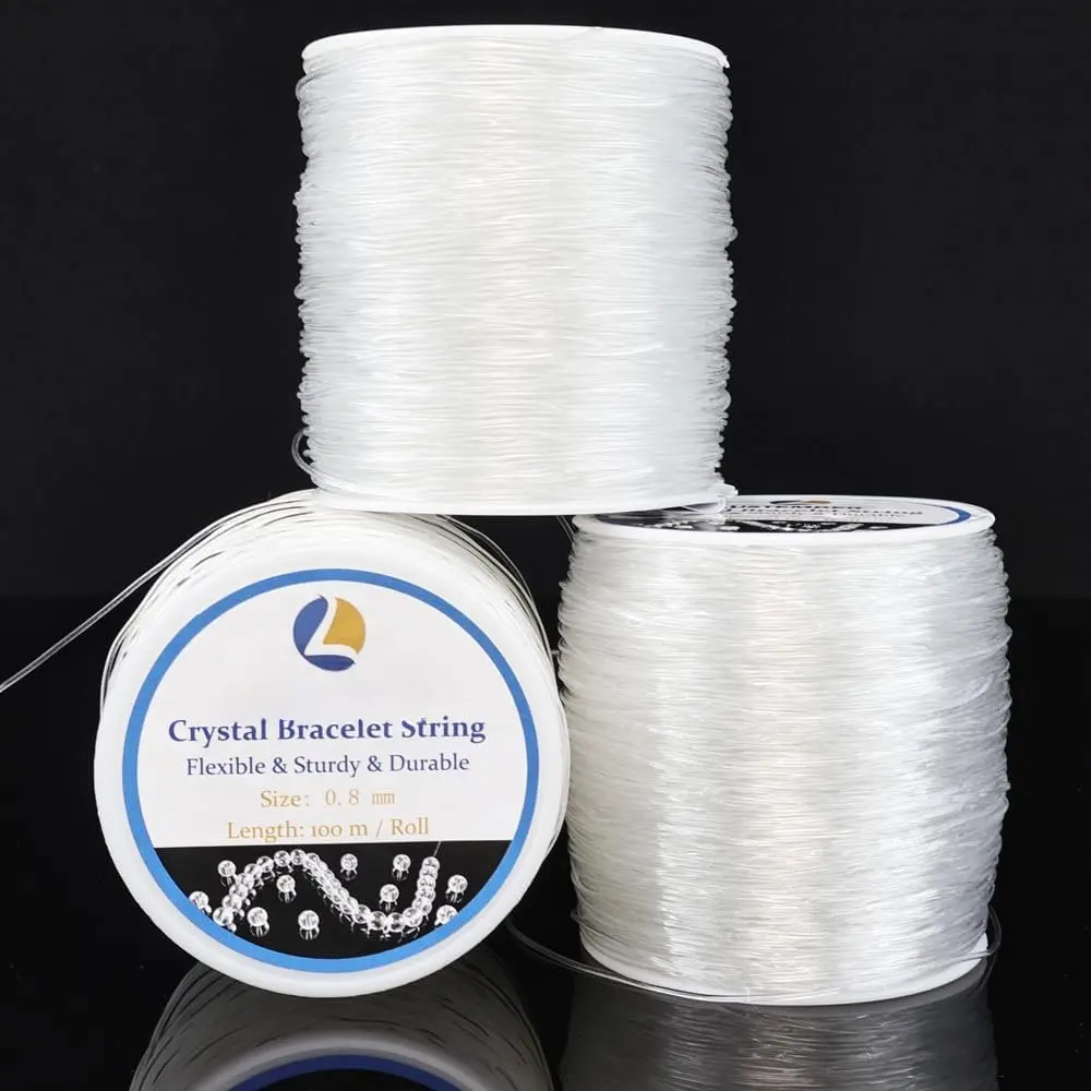 0.8 mm Stretchy Bracelet String, 3 Rolls Durable Elastic String, Clear Bead Cord for Bracelets, Necklaces, Beading, and  Making (300 m)