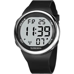 Atomic Talking Watch Sets Itself for Visually impaired or Seniors LCD Big Number Easy-to-Read Talking Watch for