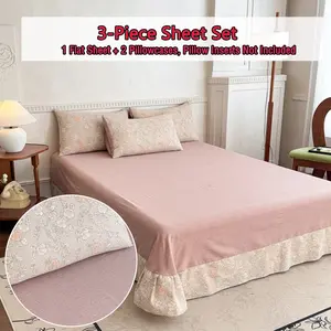 3pc Linen Bed Sheet Set, Soft and Comfortable, Breathable and Skin-Friendly, Suitable for All Seasons, Ideal for Bedroom and Guest Room